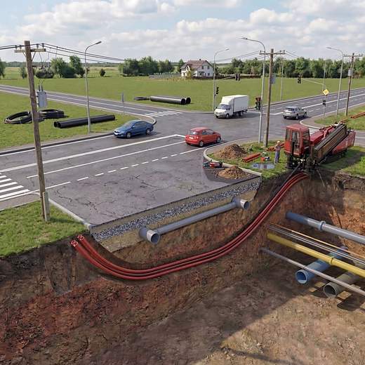 Пучок труб в приямке у проезжей части